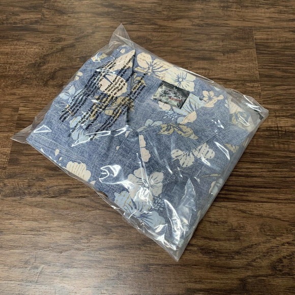 Vintage OP Ocean Pacific Mens XL Blue Hawaiian Floral Shirt Camp Surf Aloha - Picture 11 of 12